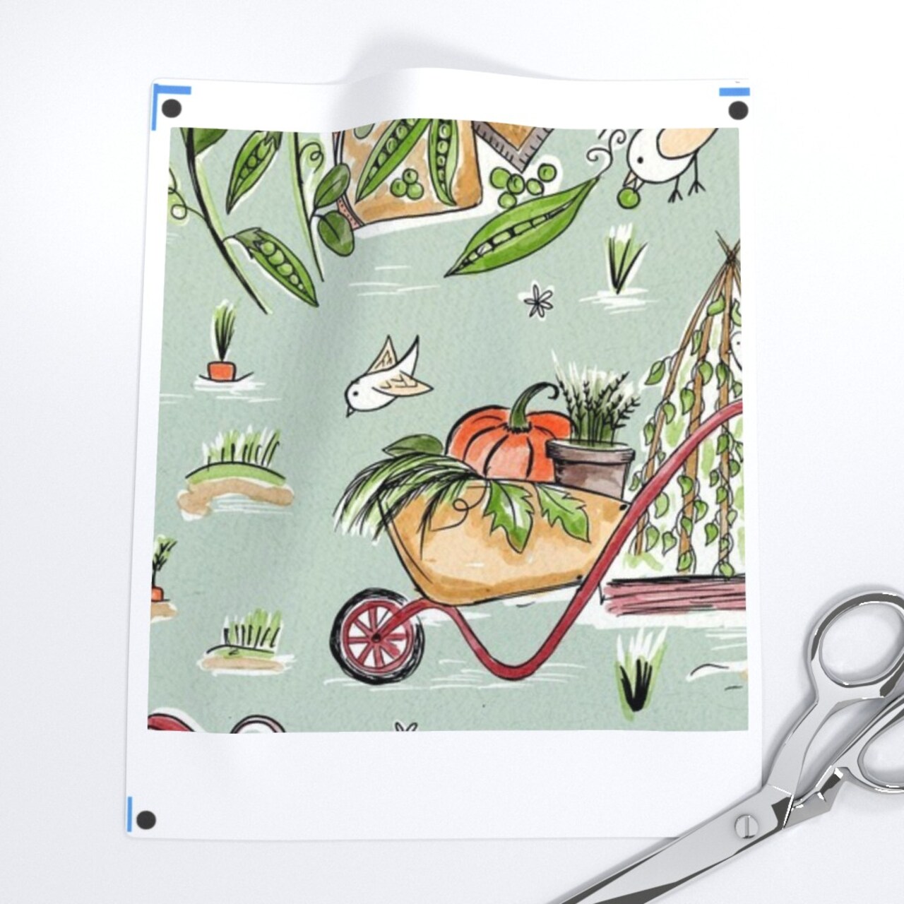Wheelbarrow Product Vegetables Garden Tools Farm Peas And Carrots Shed Toile De Juoy Pumpkin Custom Printed Fabric by Spoonflower Various Fabrics by the Yard or Fat Quarter